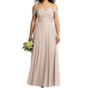 Dessy  -Style: 2970 Off-the-Shoulder Draped Chiffon Maxi Dress